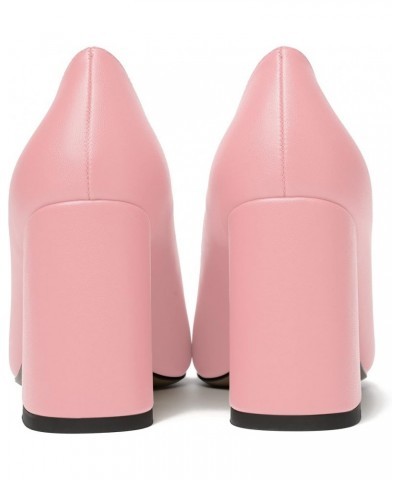 Womens Cute Pointed Toe Slip On Matte Wedding Block High Heel Pumps Shoes 3.3 Inch Pink $31.56 Flats