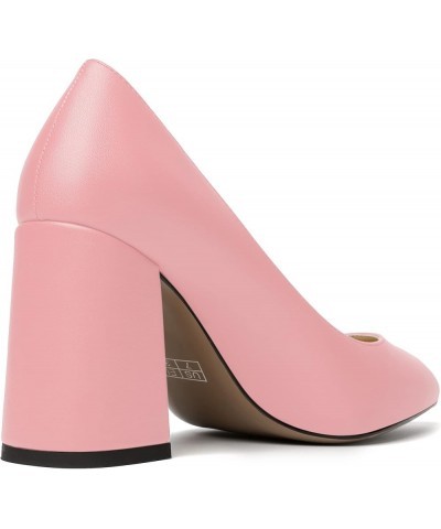 Womens Cute Pointed Toe Slip On Matte Wedding Block High Heel Pumps Shoes 3.3 Inch Pink $31.56 Flats