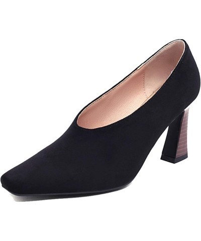 Women Simple Style Pumps with Block Heel Black $27.68 Pumps