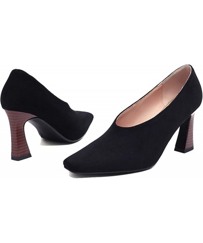 Women Simple Style Pumps with Block Heel Black $27.68 Pumps