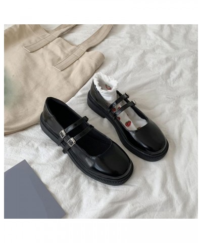 Women Lolita Mary Janes Dress Shoes Platform Flats Double Ankle Strap Heels Round Toe Ladies' Autumn Daily Oxfords Shoe Black...