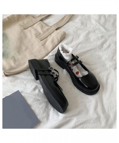 Women Lolita Mary Janes Dress Shoes Platform Flats Double Ankle Strap Heels Round Toe Ladies' Autumn Daily Oxfords Shoe Black...