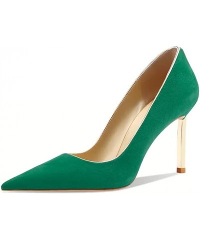 Women Stiletto High Heel Close Pointed Toe Slip-on Pumps Wedding Party Clear Cute Classic Shoes 3.3 Inches Heels Green $34.78...