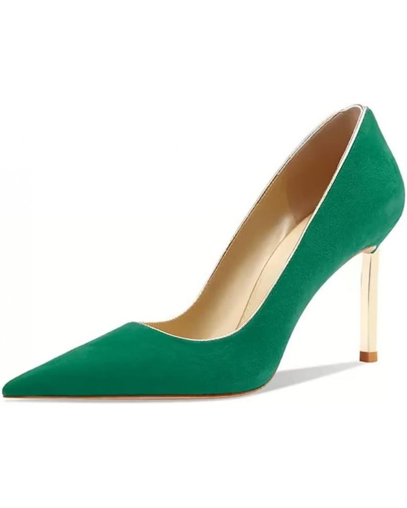 Women Stiletto High Heel Close Pointed Toe Slip-on Pumps Wedding Party Clear Cute Classic Shoes 3.3 Inches Heels Green $34.78...