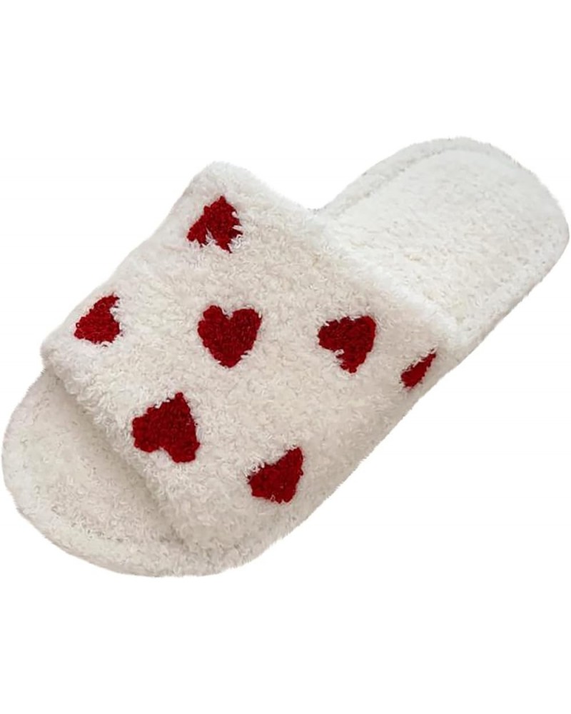 Slide Slippers for Women Women's Cotton Slippers Warm Home Cute Soft Plush House Slippers House Slippers White $14.05 Slippers