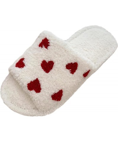 Slide Slippers for Women Women's Cotton Slippers Warm Home Cute Soft Plush House Slippers House Slippers White $14.05 Slippers