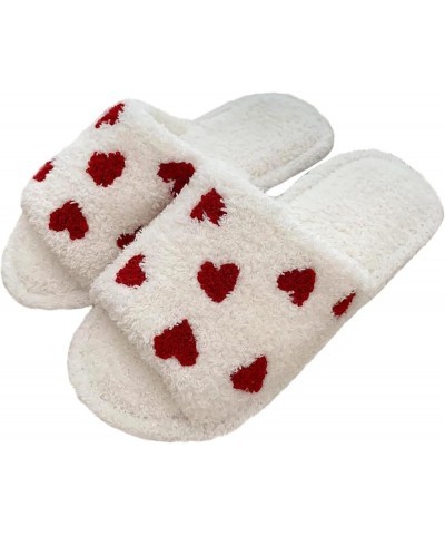 Slide Slippers for Women Women's Cotton Slippers Warm Home Cute Soft Plush House Slippers House Slippers White $14.05 Slippers