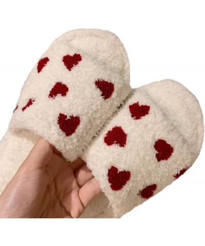 Slide Slippers for Women Women's Cotton Slippers Warm Home Cute Soft Plush House Slippers House Slippers White $14.05 Slippers