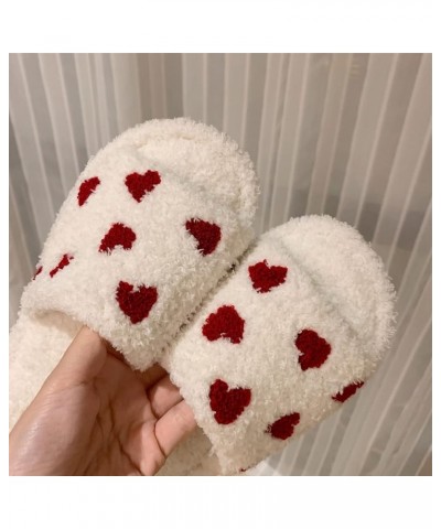 Slide Slippers for Women Women's Cotton Slippers Warm Home Cute Soft Plush House Slippers House Slippers White $14.05 Slippers