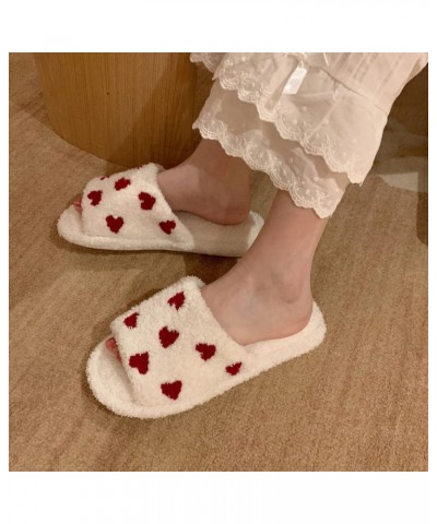 Slide Slippers for Women Women's Cotton Slippers Warm Home Cute Soft Plush House Slippers House Slippers White $14.05 Slippers