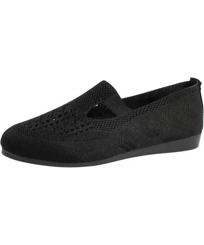 Ladies Fashion Breathable Flat Casual Shoes Knitting Comfortable Beach Slide Sandal Black $14.24 Sandals