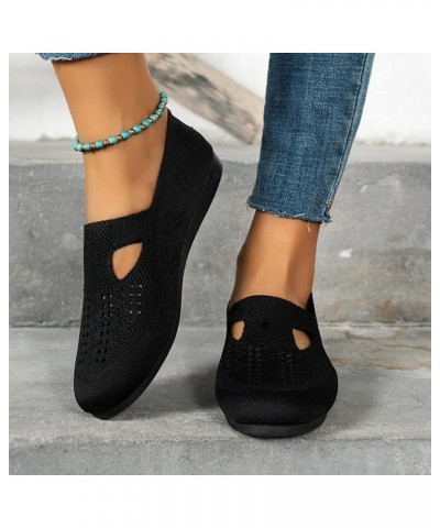 Ladies Fashion Breathable Flat Casual Shoes Knitting Comfortable Beach Slide Sandal Black $14.24 Sandals