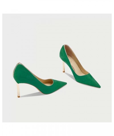 Women Stiletto High Heel Close Pointed Toe Slip-on Pumps Wedding Party Clear Cute Classic Shoes 3.3 Inches Heels Green $34.78...