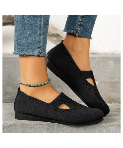 Ladies Fashion Breathable Flat Casual Shoes Knitting Comfortable Beach Slide Sandal Black $14.24 Sandals