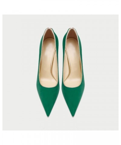 Women Stiletto High Heel Close Pointed Toe Slip-on Pumps Wedding Party Clear Cute Classic Shoes 3.3 Inches Heels Green $34.78...