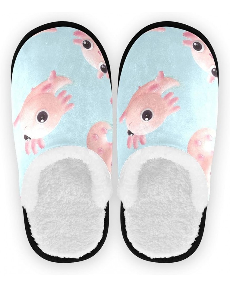 Swimming Axolotl Fuzzy Women's Slippers Cute Fluffy Coral Fleece Travel House Shoes Indoor Outdoor Axolotl $9.24 Slippers