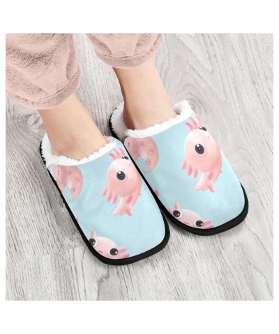 Swimming Axolotl Fuzzy Women's Slippers Cute Fluffy Coral Fleece Travel House Shoes Indoor Outdoor Axolotl $9.24 Slippers