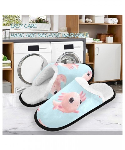 Swimming Axolotl Fuzzy Women's Slippers Cute Fluffy Coral Fleece Travel House Shoes Indoor Outdoor Axolotl $9.24 Slippers