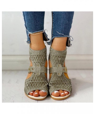 Wedge Sandals for Women Dressy, Roman Style Crystal Hollow Out Gladiator Sandals Summer Outdoor Vintage Rhinestone Peep Toe Z...