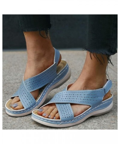 Fish Mouth Slip On Platform Sandals Ladies Fashion Summer Boho Wedge Heel Sponge Hook&Loop Sandals Casual Party Dressy Beach ...