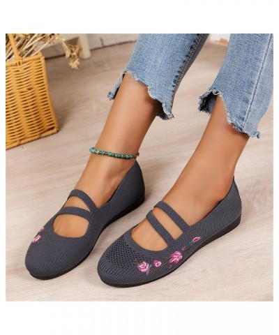 Ladies Fashion Solid Color Breathable Knitting Exquisite Embroidery Comfortable Casual Shoes for Women Slip on Winter Grey $1...