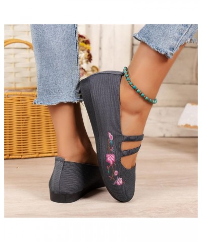 Ladies Fashion Solid Color Breathable Knitting Exquisite Embroidery Comfortable Casual Shoes for Women Slip on Winter Grey $1...