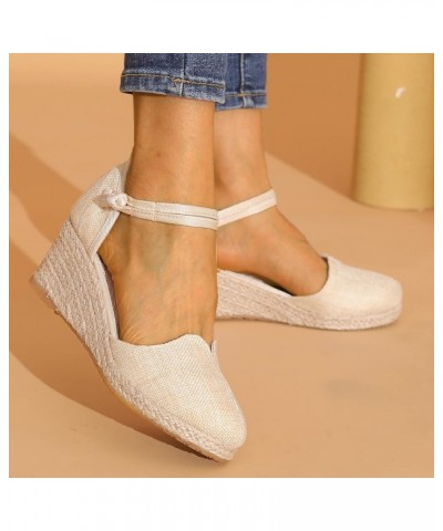 Womens Closed Toe Sandals, Espadrilles for Women Closed Toe Wedges Summer Sandals Ankle Strap Casual Closed Toe Wedge Sandals...