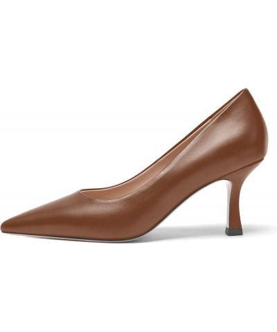 Womens Casual Pointed Toe Office Matte Slip On Stiletto High Heel Pumps Shoes 2.5 Inch Brown $35.36 Pumps