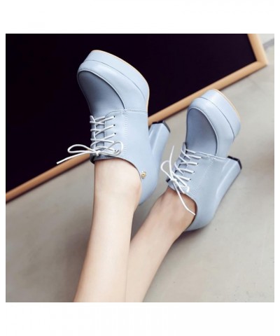 Platform Chunky Heels for Women with Block Heel and Lace Up Design Leather Fashion Round Toe Dress Pumps Shoes Comfy and Glar...