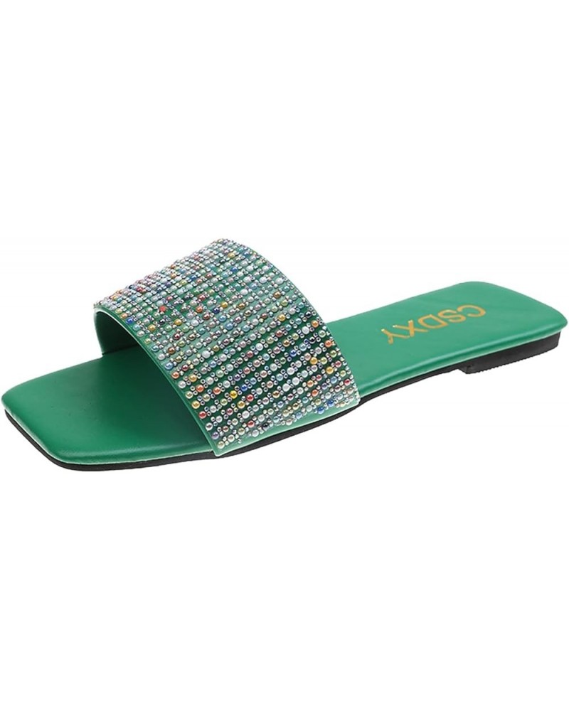 Sandals for Women Size 11 Toe Fashion Crystal Women's Casual Open Shoes Sandals Low Women's Wedge Sandals Wide Green-2 $17.92...