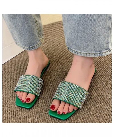 Sandals for Women Size 11 Toe Fashion Crystal Women's Casual Open Shoes Sandals Low Women's Wedge Sandals Wide Green-2 $17.92...