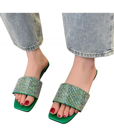 Sandals for Women Size 11 Toe Fashion Crystal Women's Casual Open Shoes Sandals Low Women's Wedge Sandals Wide Green-2 $17.92...