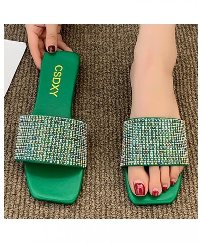 Sandals for Women Size 11 Toe Fashion Crystal Women's Casual Open Shoes Sandals Low Women's Wedge Sandals Wide Green-2 $17.92...