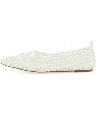 Women's Woven Ballet Flats Pointed Toe Plaited Ballerina Slip On Causal Shoes White $31.73 Flats