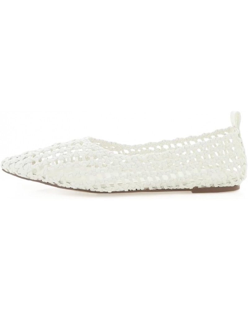 Women's Woven Ballet Flats Pointed Toe Plaited Ballerina Slip On Causal Shoes White $31.73 Flats