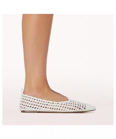 Women's Woven Ballet Flats Pointed Toe Plaited Ballerina Slip On Causal Shoes White $31.73 Flats