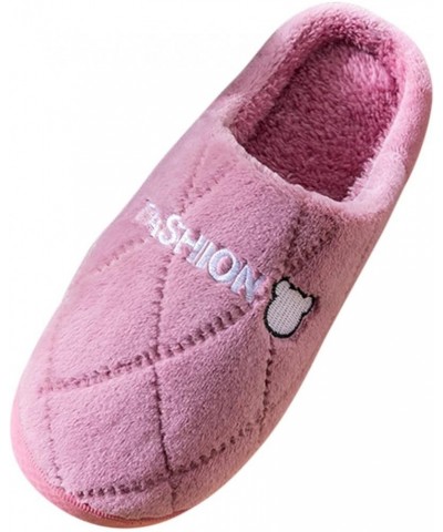 House Shoes for Women Men Vintage Waterproof Home Warm Cotton Shoes Fashion Plush Lined House Slippers C-purple $13.03 Slippers