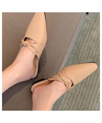 Women's Mule Flat Shoes, Comfortable Bow Tie, Square Toe, Low Heel, Backless Slippers, Outdoor Walking Beige $29.17 Mules & C...