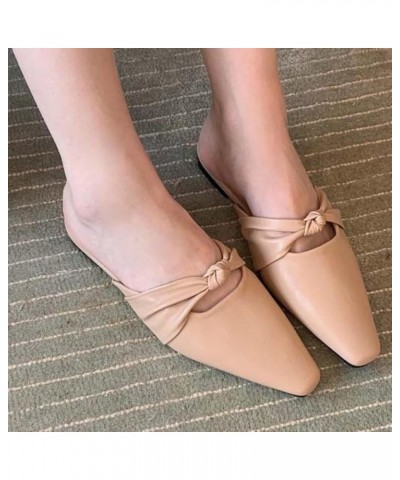 Women's Mule Flat Shoes, Comfortable Bow Tie, Square Toe, Low Heel, Backless Slippers, Outdoor Walking Beige $29.17 Mules & C...