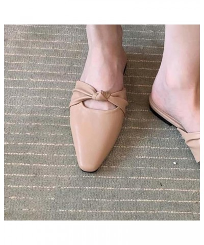 Women's Mule Flat Shoes, Comfortable Bow Tie, Square Toe, Low Heel, Backless Slippers, Outdoor Walking Beige $29.17 Mules & C...