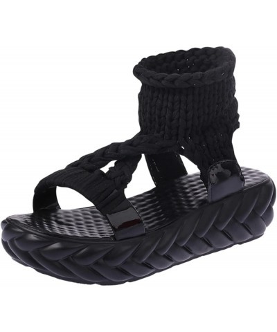 Sport Sandals Woman Black Flats For Women Size 12 Black Sandals For Women Dressy Wedges Sandals For Women Sport Sandal 6-blac...