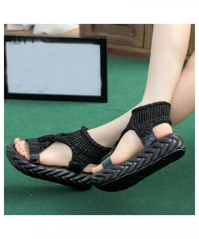 Sport Sandals Woman Black Flats For Women Size 12 Black Sandals For Women Dressy Wedges Sandals For Women Sport Sandal 6-blac...