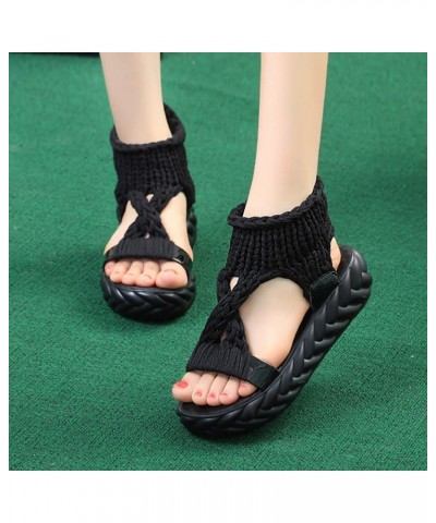 Sport Sandals Woman Black Flats For Women Size 12 Black Sandals For Women Dressy Wedges Sandals For Women Sport Sandal 6-blac...