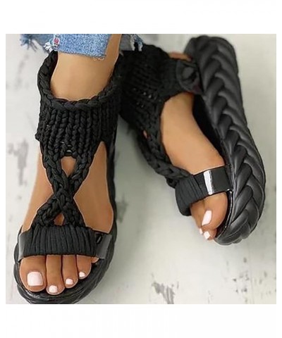 Sport Sandals Woman Black Flats For Women Size 12 Black Sandals For Women Dressy Wedges Sandals For Women Sport Sandal 6-blac...