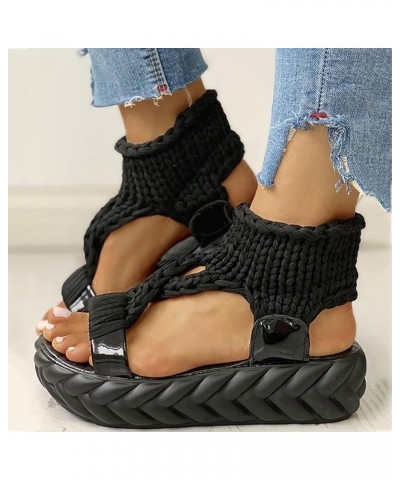 Sport Sandals Woman Black Flats For Women Size 12 Black Sandals For Women Dressy Wedges Sandals For Women Sport Sandal 6-blac...