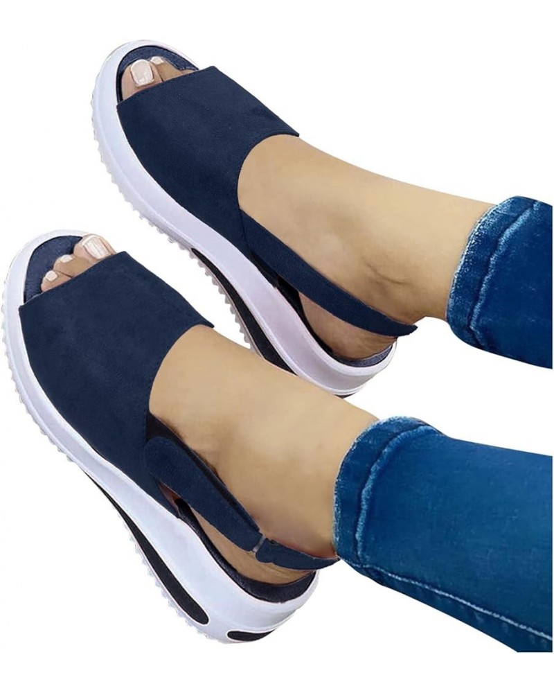 Summer Casual Comfortable Wedge Sandals, Orthopedic Sandals Shoes for Women, Women's Slip-On Sandals Open Toe Walking Shoes C...