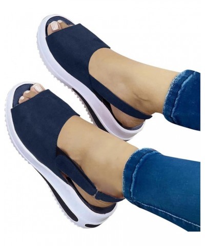 Summer Casual Comfortable Wedge Sandals, Orthopedic Sandals Shoes for Women, Women's Slip-On Sandals Open Toe Walking Shoes C...