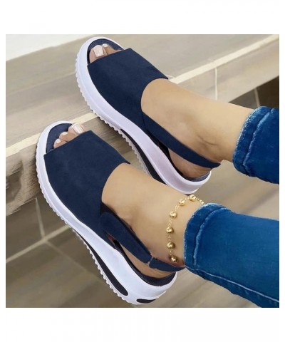 Summer Casual Comfortable Wedge Sandals, Orthopedic Sandals Shoes for Women, Women's Slip-On Sandals Open Toe Walking Shoes C...