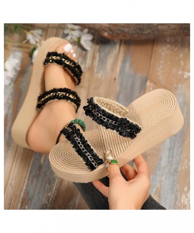 Sandals for Women Wedge Open Toe Buckle Ankle Espadrilles Sandals Lightweight Platform Shoes Flat Elastic Sandals 64-nrny-e-b...