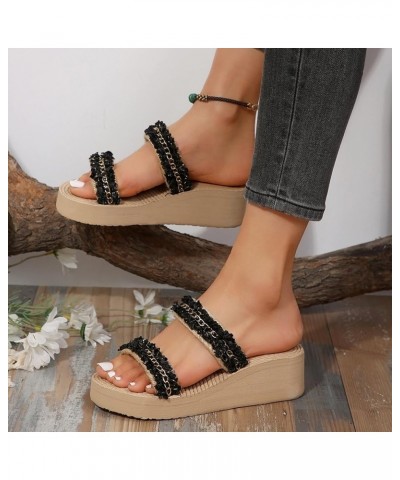 Sandals for Women Wedge Open Toe Buckle Ankle Espadrilles Sandals Lightweight Platform Shoes Flat Elastic Sandals 64-nrny-e-b...